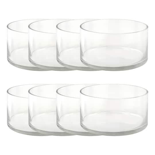 8 Pack: 3.75" Clear Short Glass Cylinder Vase by Ashland®